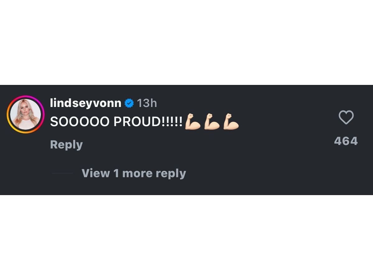 Vonn’s comment on Instagram